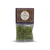 Duidelijke plastic zak met gedroogde kruiden en St. Michael label voor Goloka Resin Incense